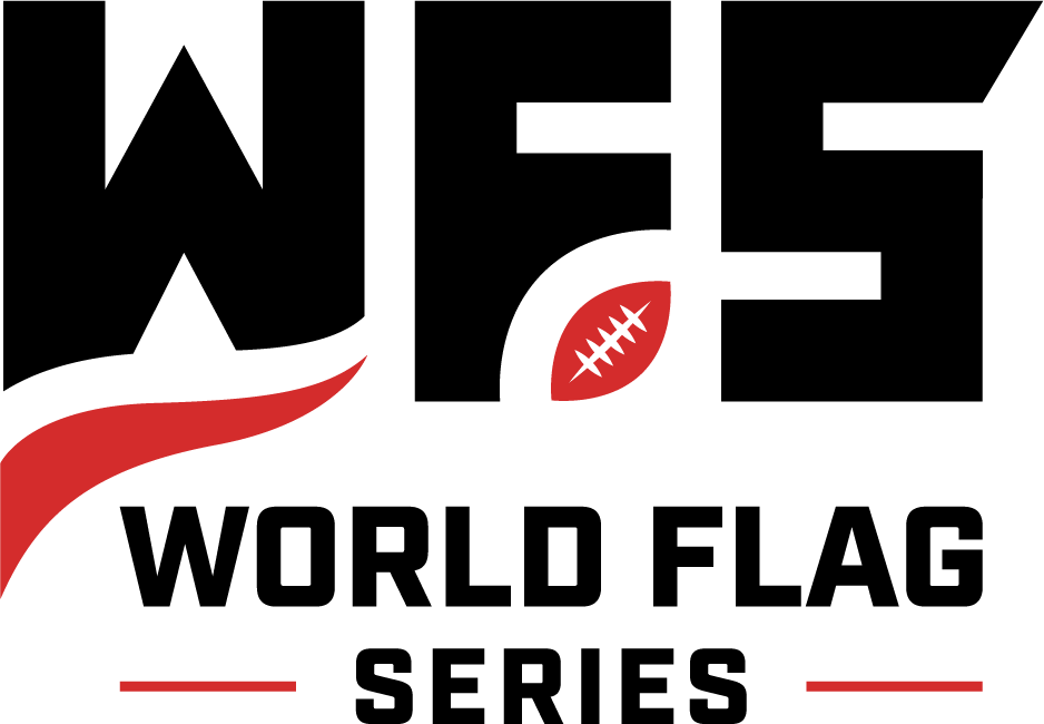 World Flag Series WFS logo featuring bold black letters with a red football and swoosh accent.