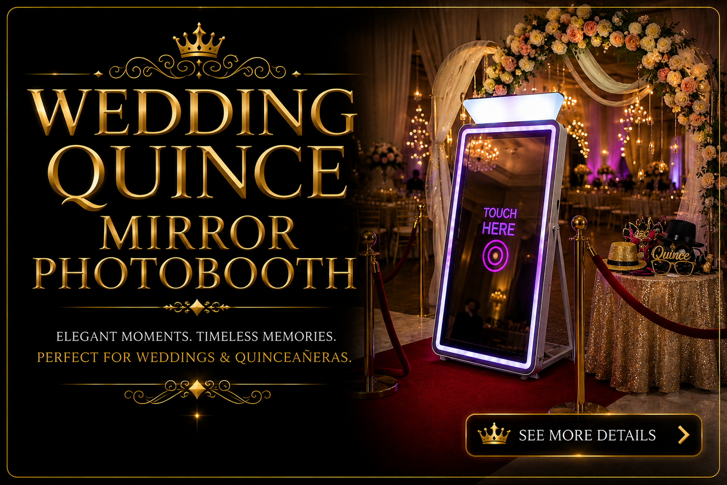 Mirror Photobooth Dallas featuring premium event entertainment custom keepsake designs DSLR photography and professional booth attendants