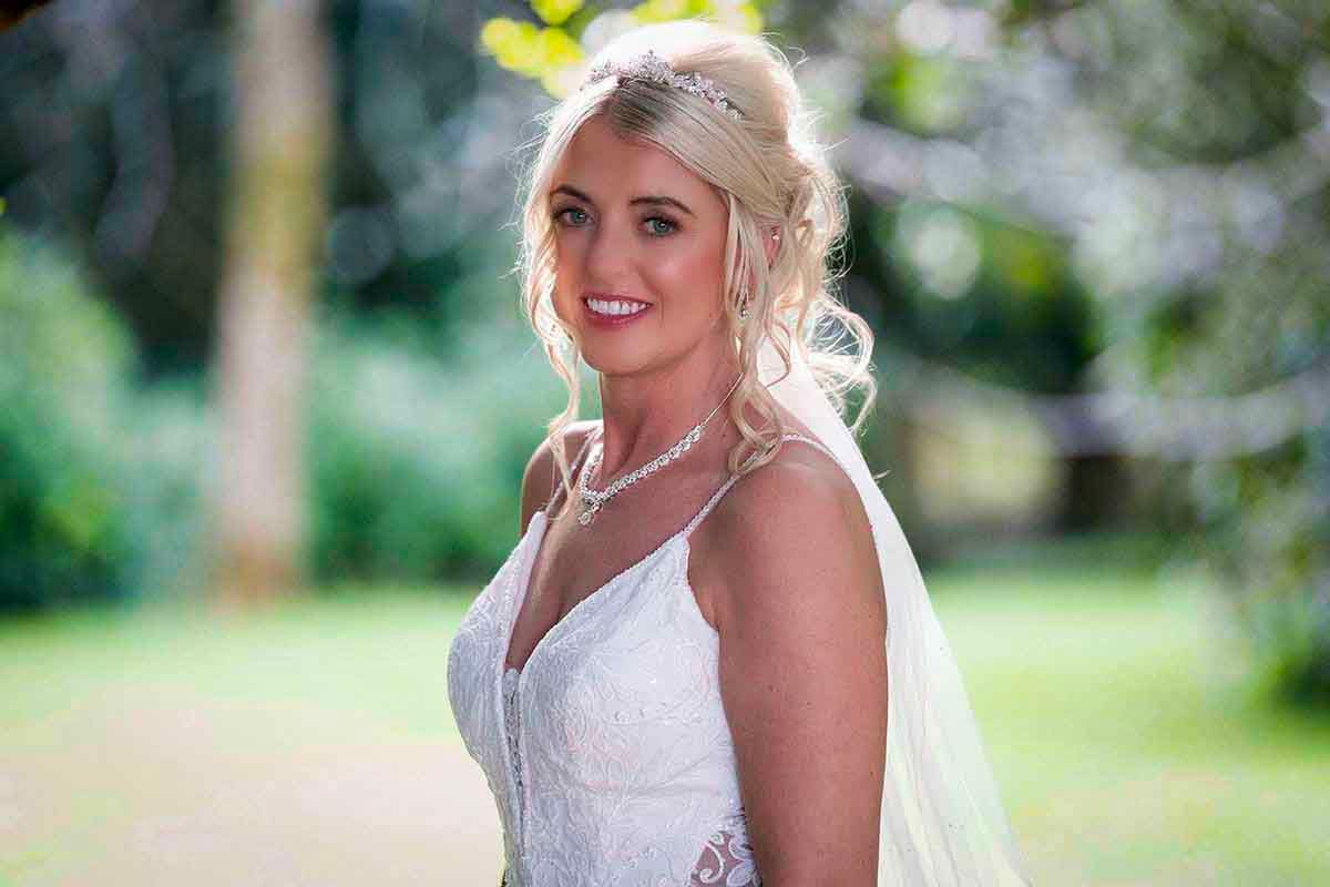 wedding portrait of a bride at Armathwaite Hall wedding venue near Keswick