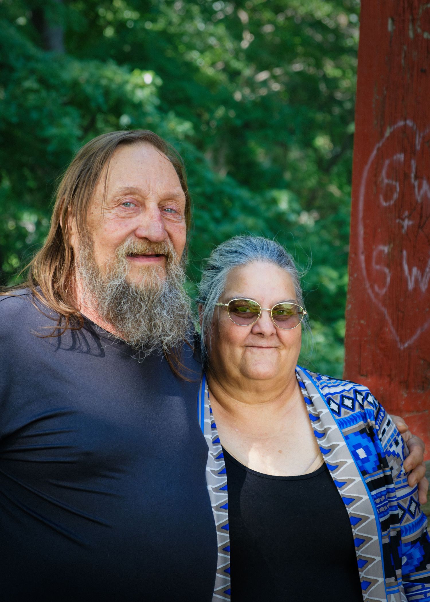 James and Sharon at the Sugar Creek Covered Bridge in Chatham, Illinois. June 13, 2026. Photo: David J. Manning.