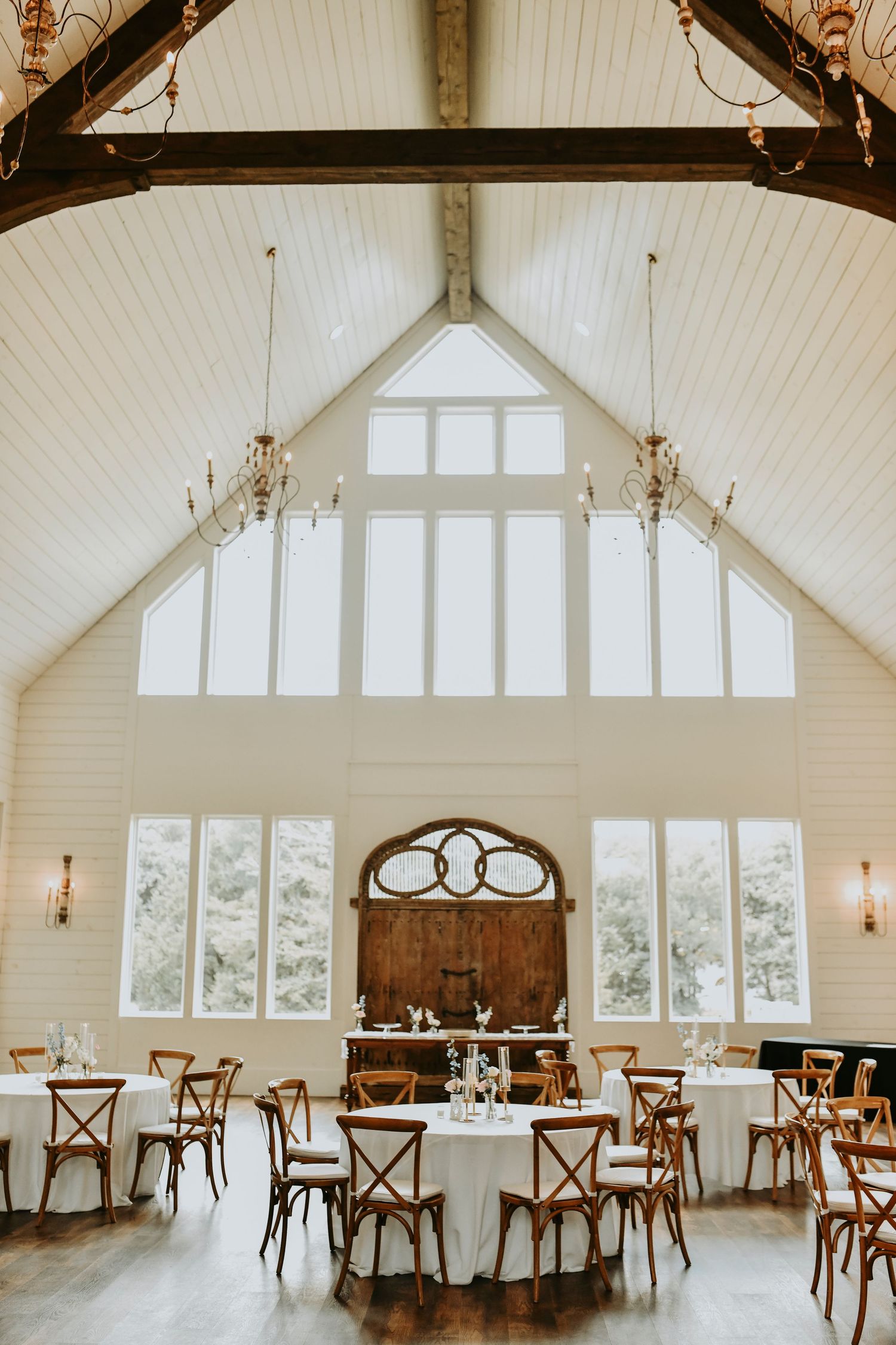 Elegant indoor ceremony inspiration at The French Farmhouse wedding venue