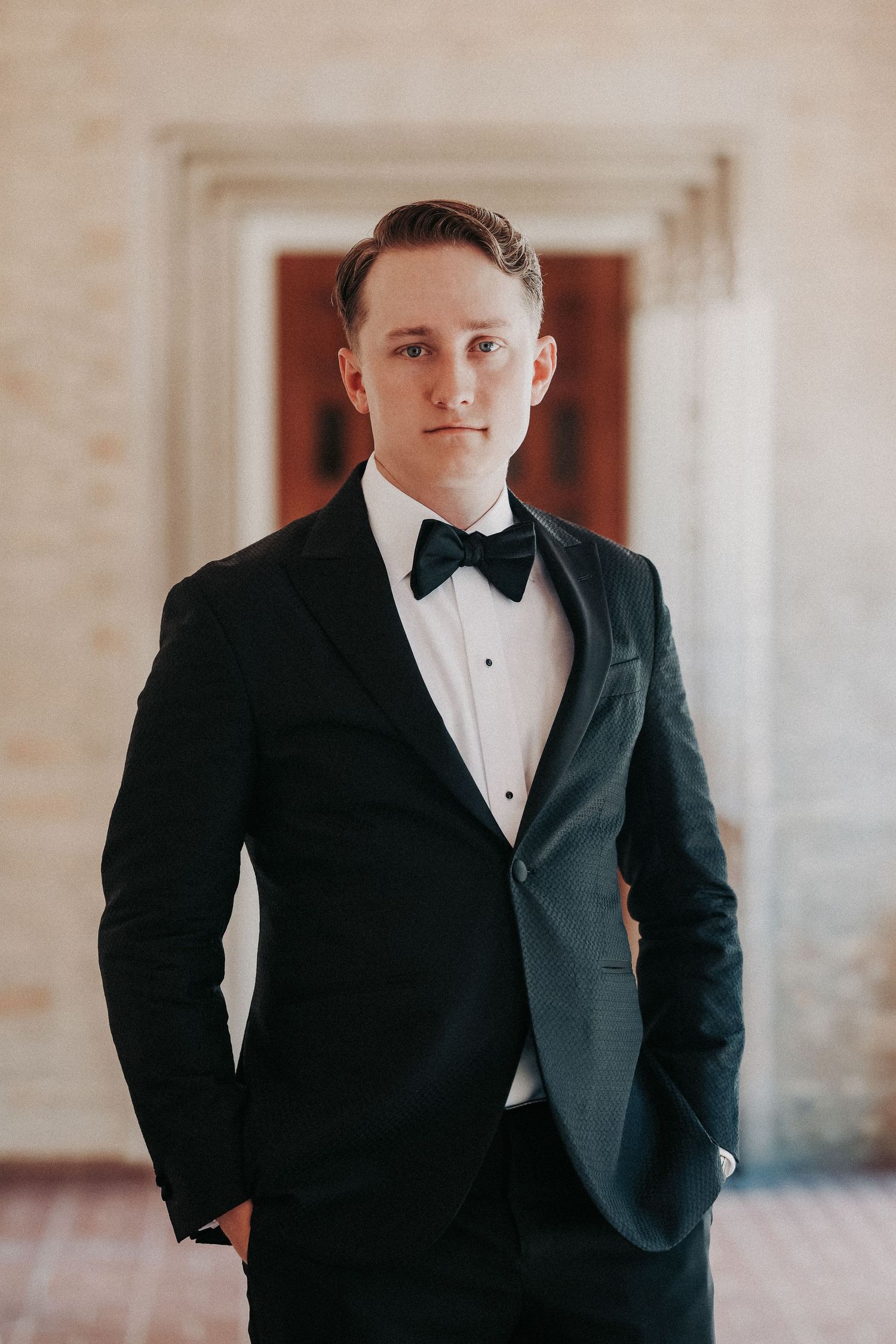 Timeless groom portrait on his Dallas wedding day