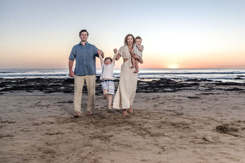 Negra beach family photography during a beautiful sunset