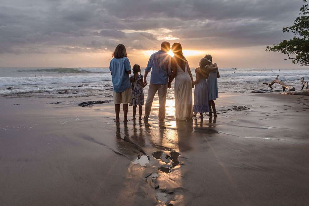 Avellanas beach sunset family photos and vow renewal celebration