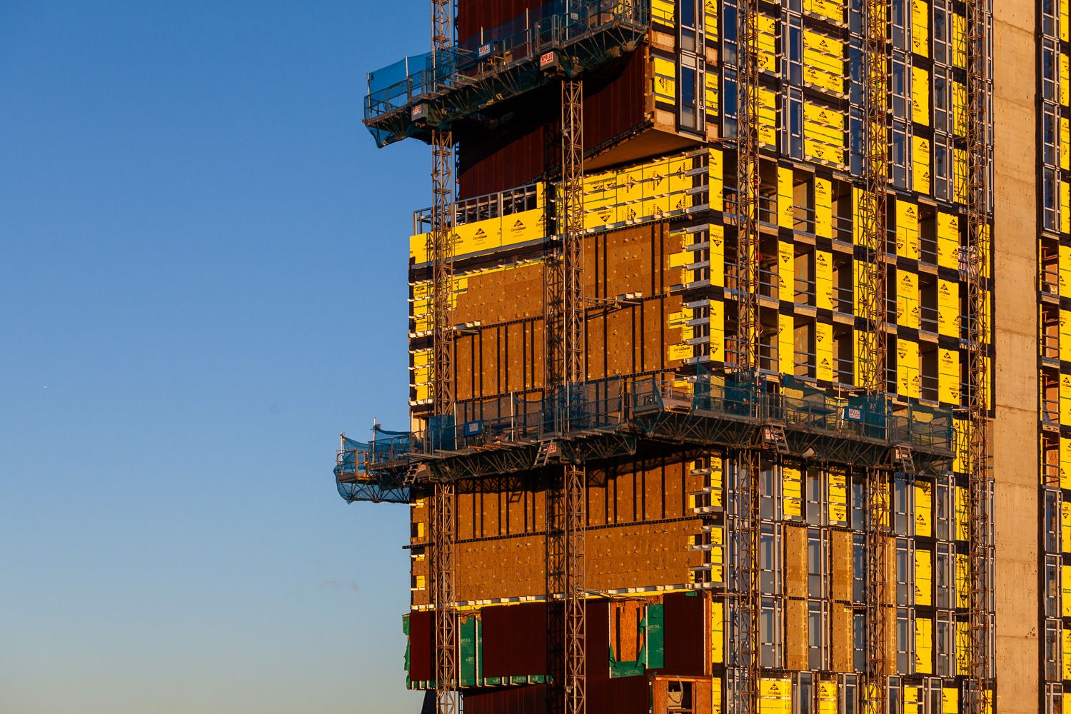Drone construction photograph of Broadcast House student accommodation under construction, Leeds