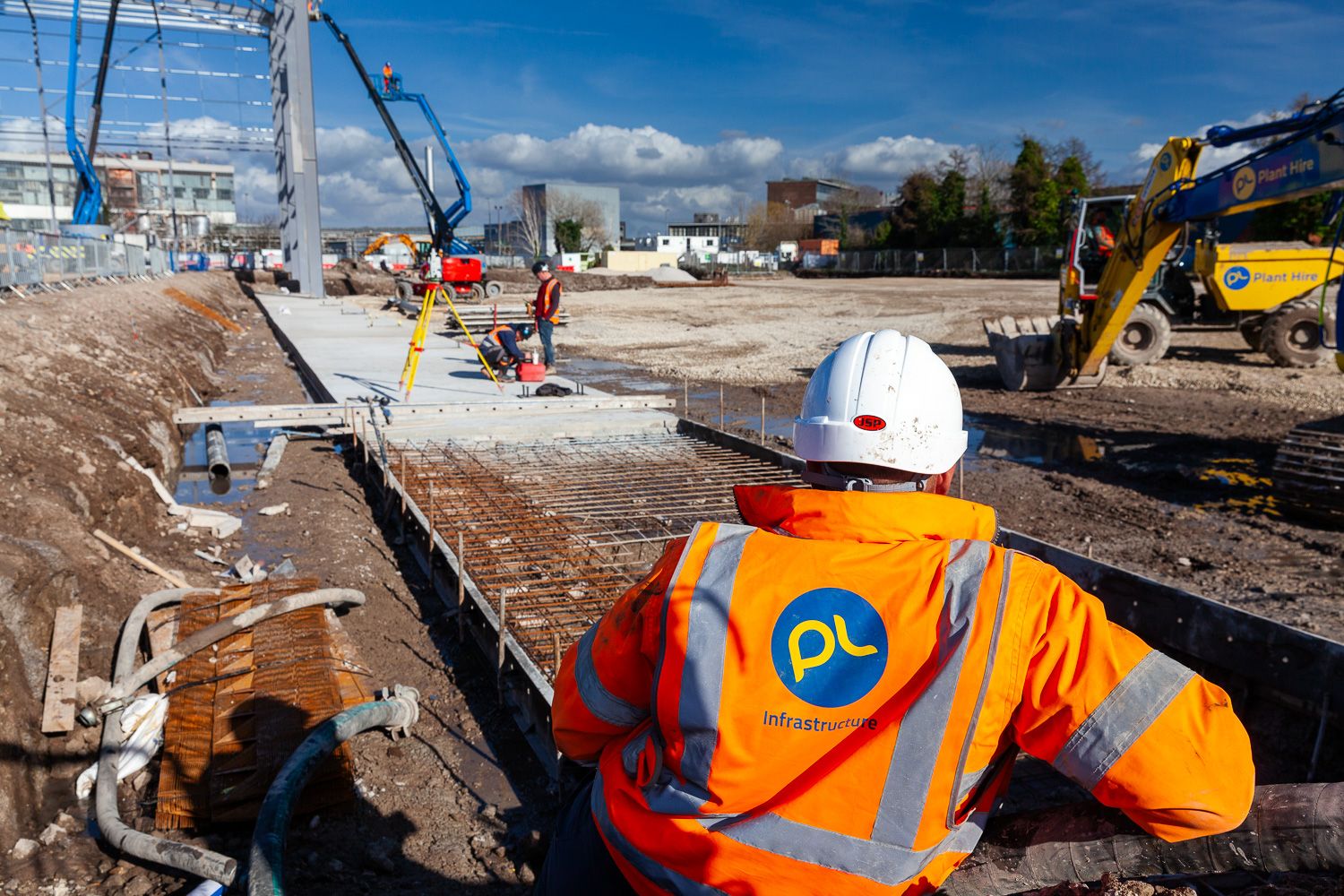 Construction photograph of Concrete pouring Trafford Park Manchester