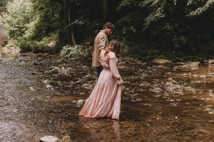 Creek engagement session in Cullman ALabama by White Oaks Photography, a north alabama photographer. Couples creek session- adventure photos
