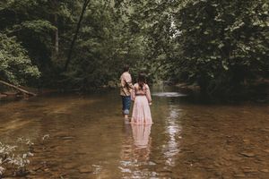 Creek engagement session in Cullman ALabama by White Oaks Photography, a north alabama photographer. Couples creek session- adventure photos