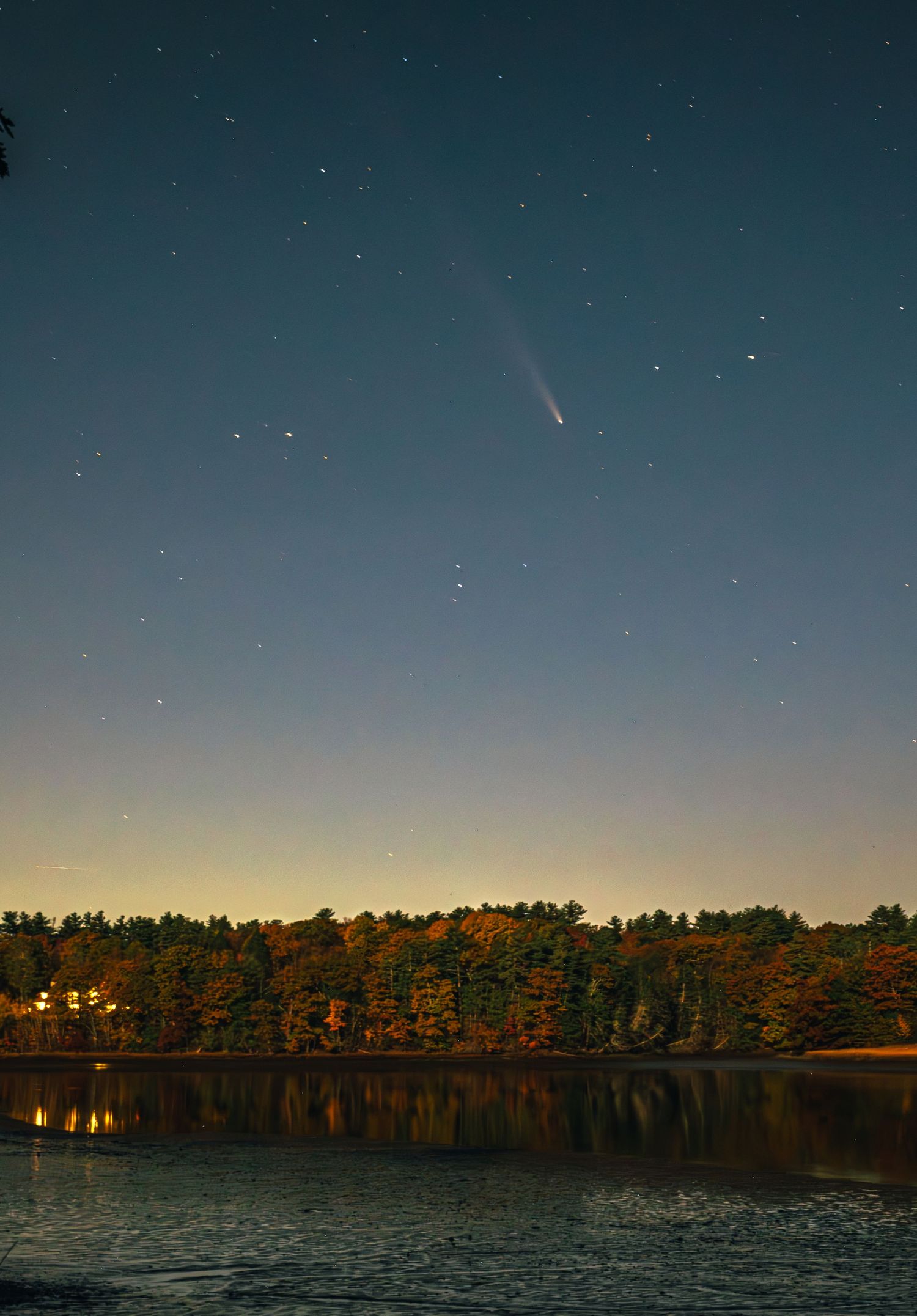 Comet Overhead of River in Dover NH