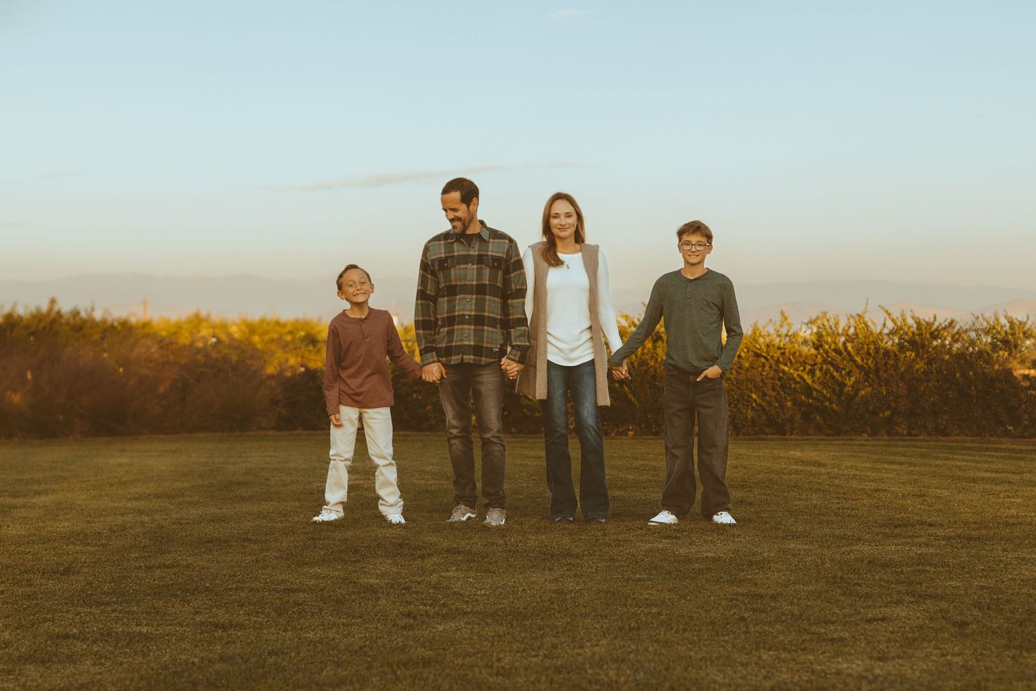 Fresno at home family session golden hour