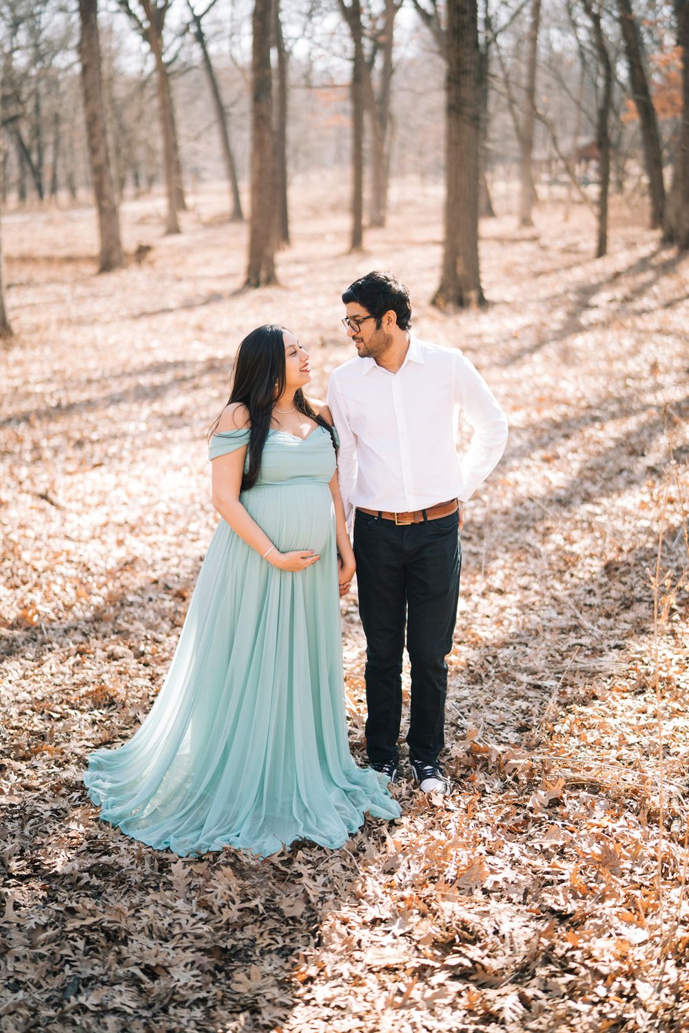 February maternity portraits in the forest. Copyright Two Birds Photography 2026.