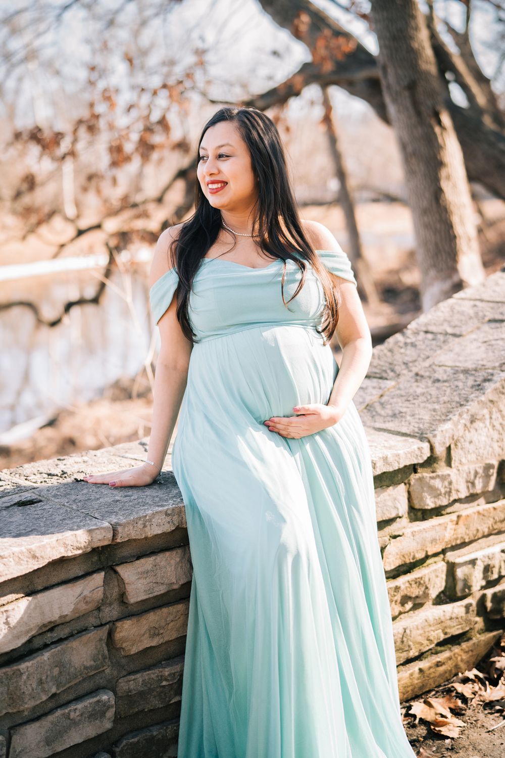 February maternity portraits in the forest. Copyright Two Birds Photography 2026.
