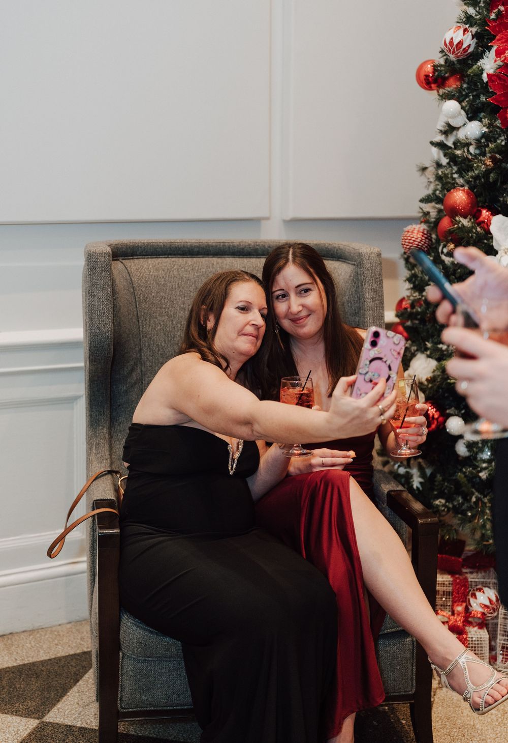 Yorktowne Hotel wedding in York, PA – candid photos of guests during cocktail hour – elegant winter wedding