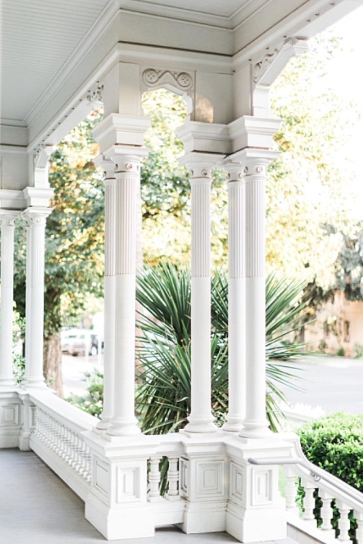 Columns at the porch at the McHenry Mansion captured by Chelsee Rawe Photography