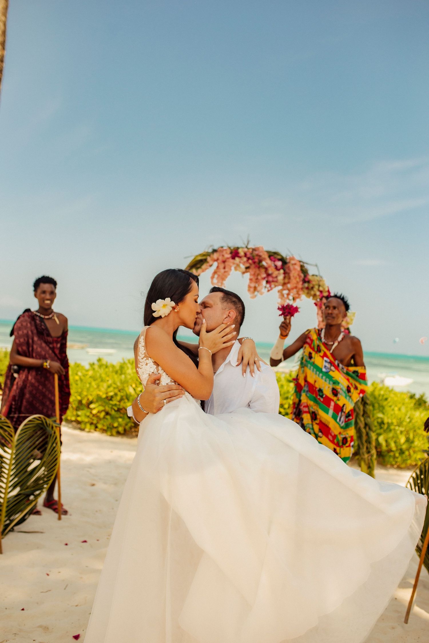 Romantic couple photoshoot on Zanzibar beach at sunset