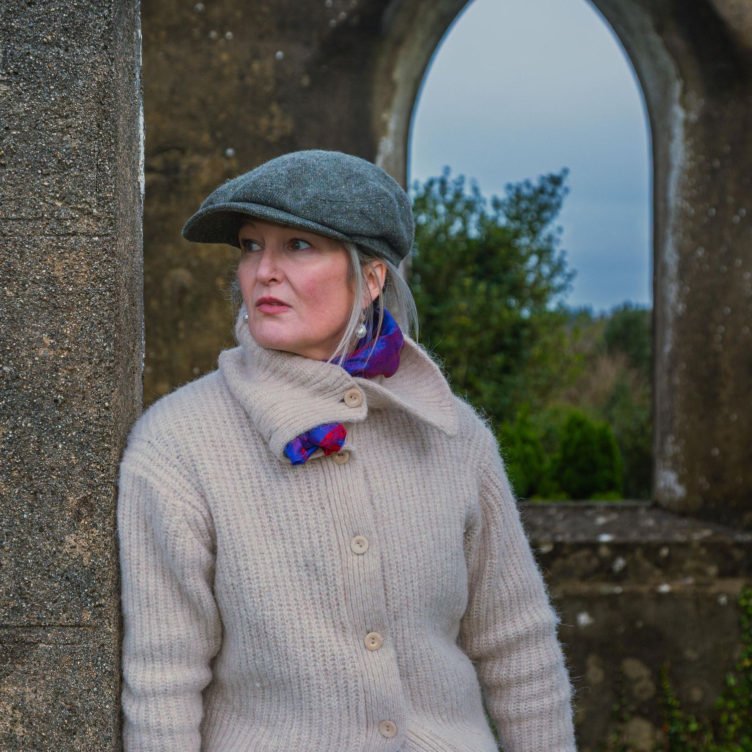 Wicklow old church vacation photography session with lady enjoying a guided tour photography session.