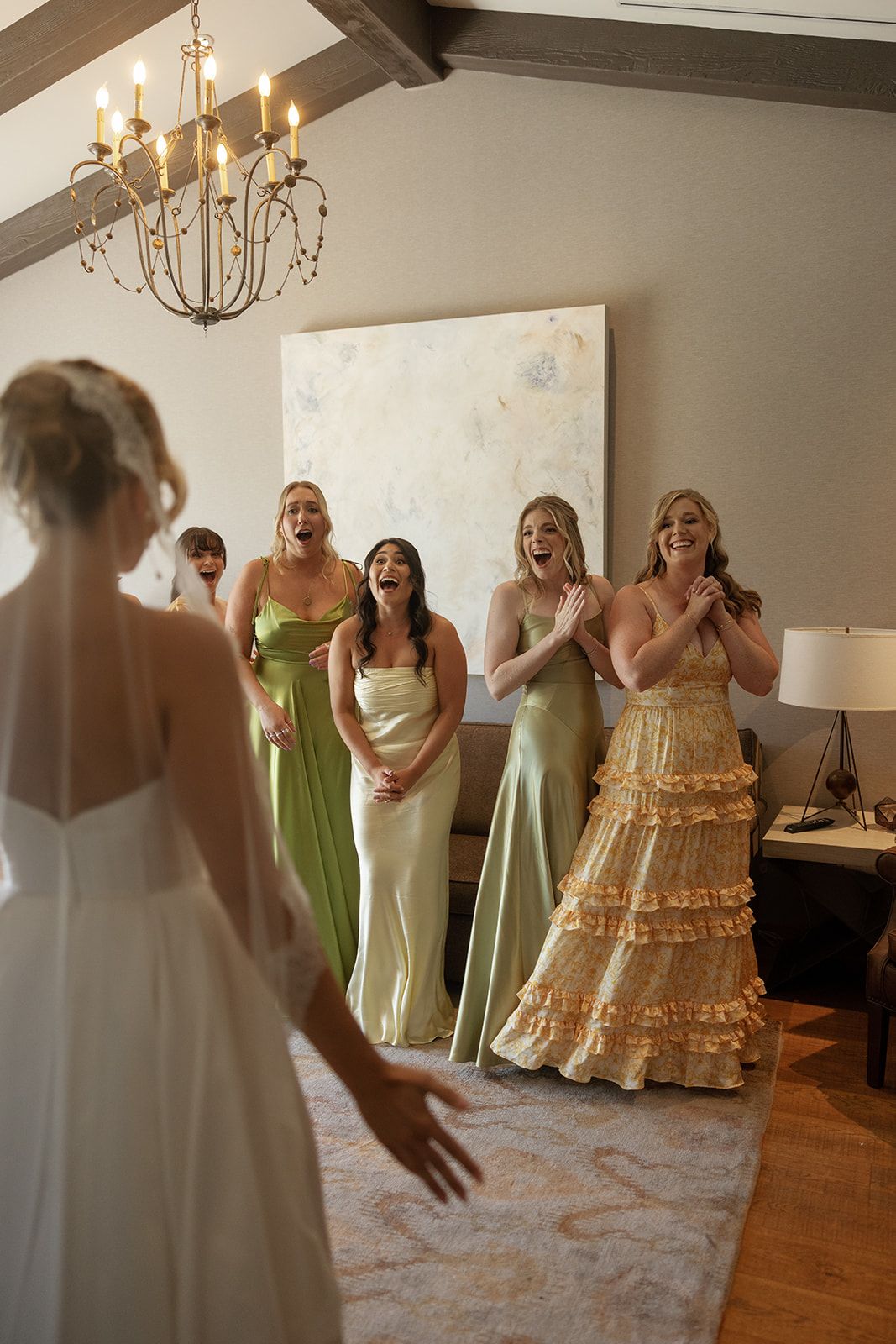 Bridesmaids first look with bride at Bernardus Lodge Carmel Valley