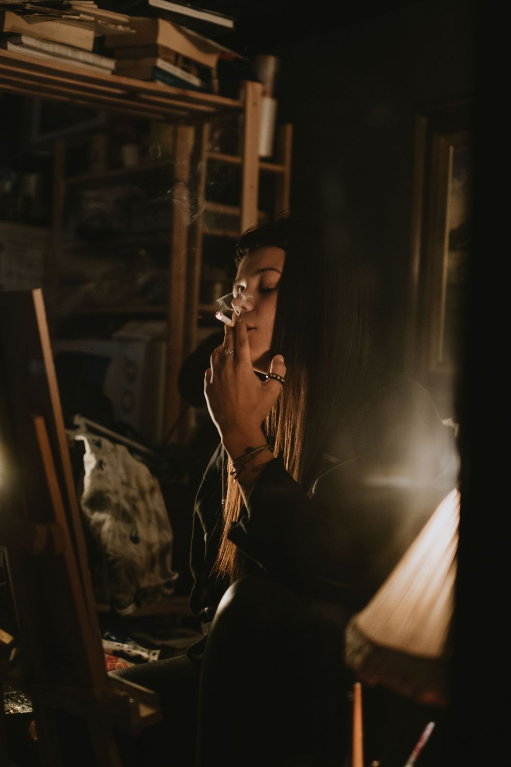 A moody artistic scene with dramatic lighting and shadows.