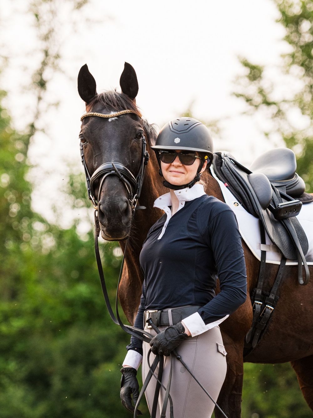 Dressage horse and rider portrait