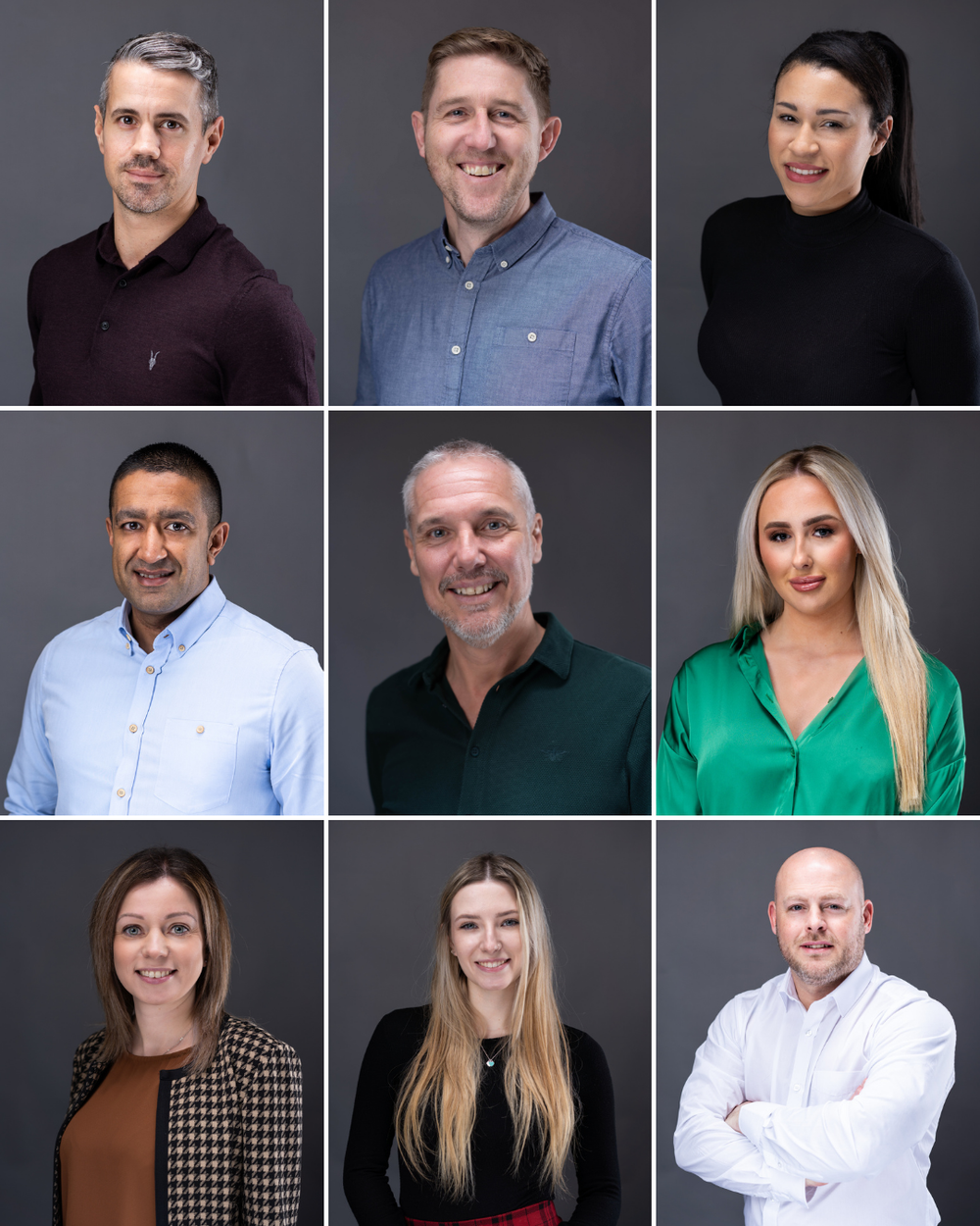 Staff headshots of 9 Recruitment company employees of a Portsmouth based business taken during a corporate photography session.