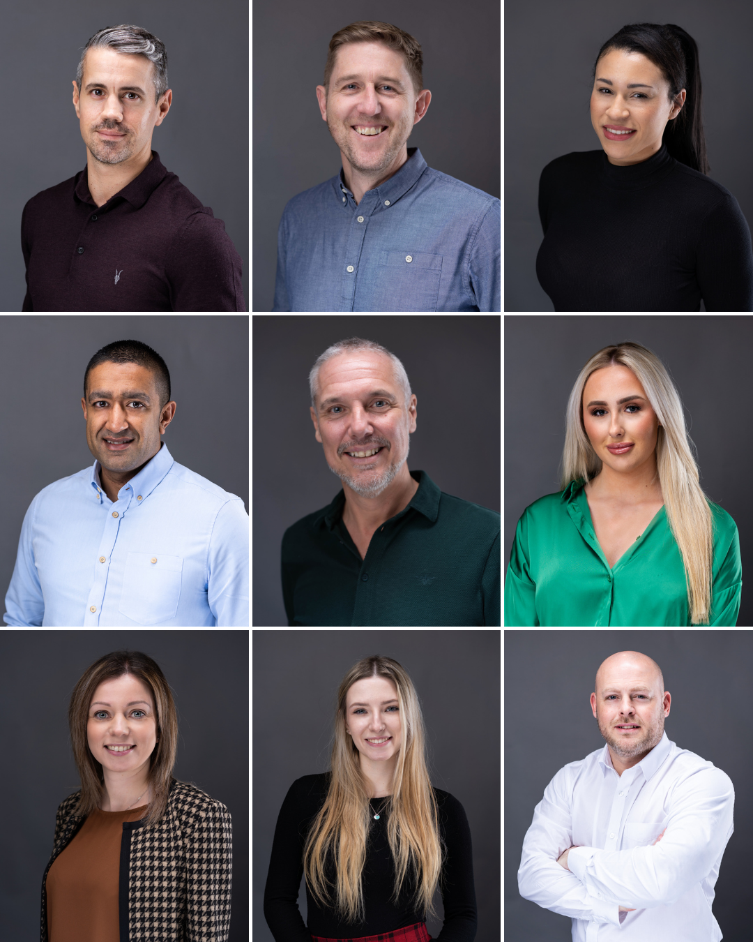 Staff headshots of 9 Recruitment company employees of a Portsmouth based business taken during a corporate photography session.