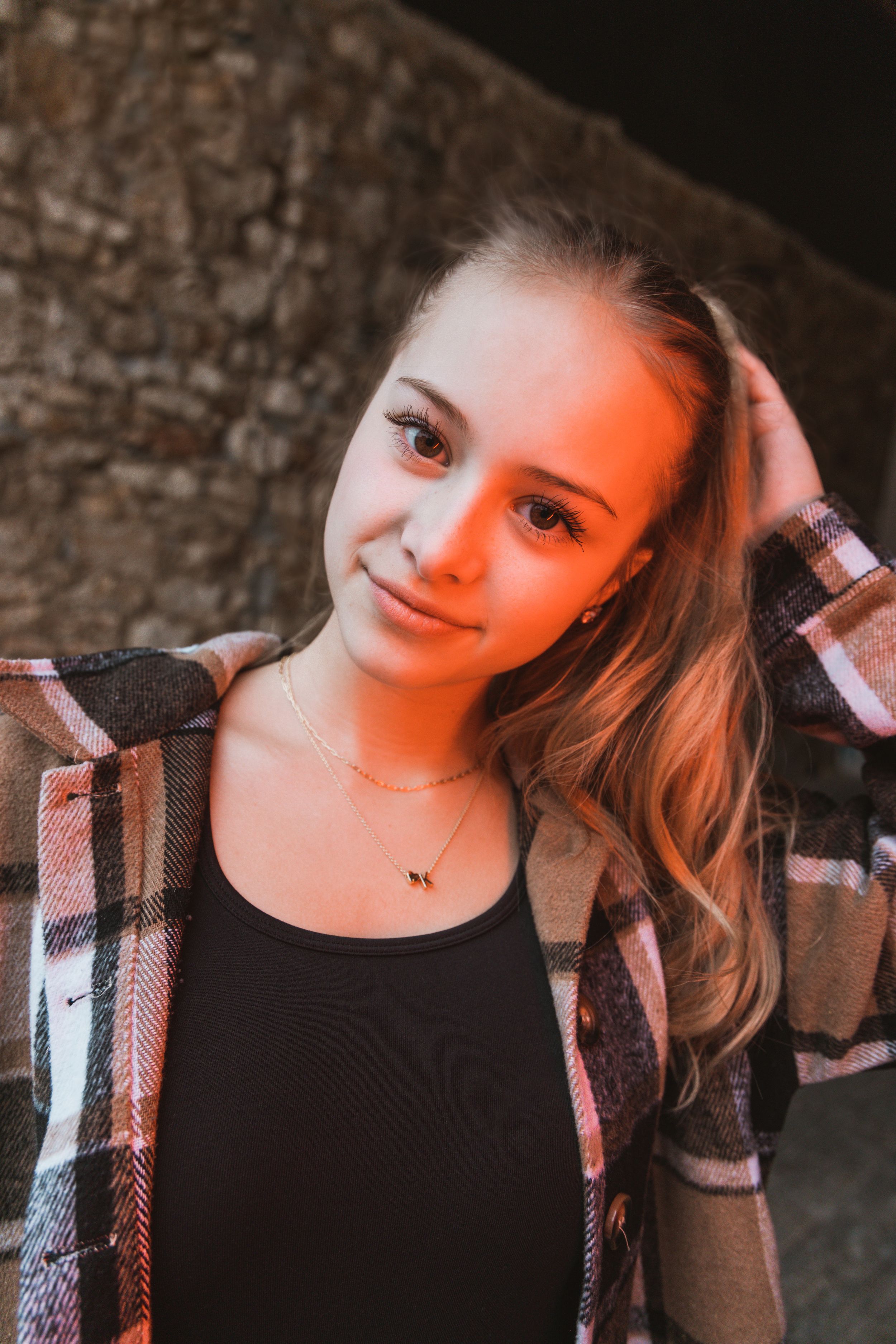Creative lighting portrait photo of a young woman