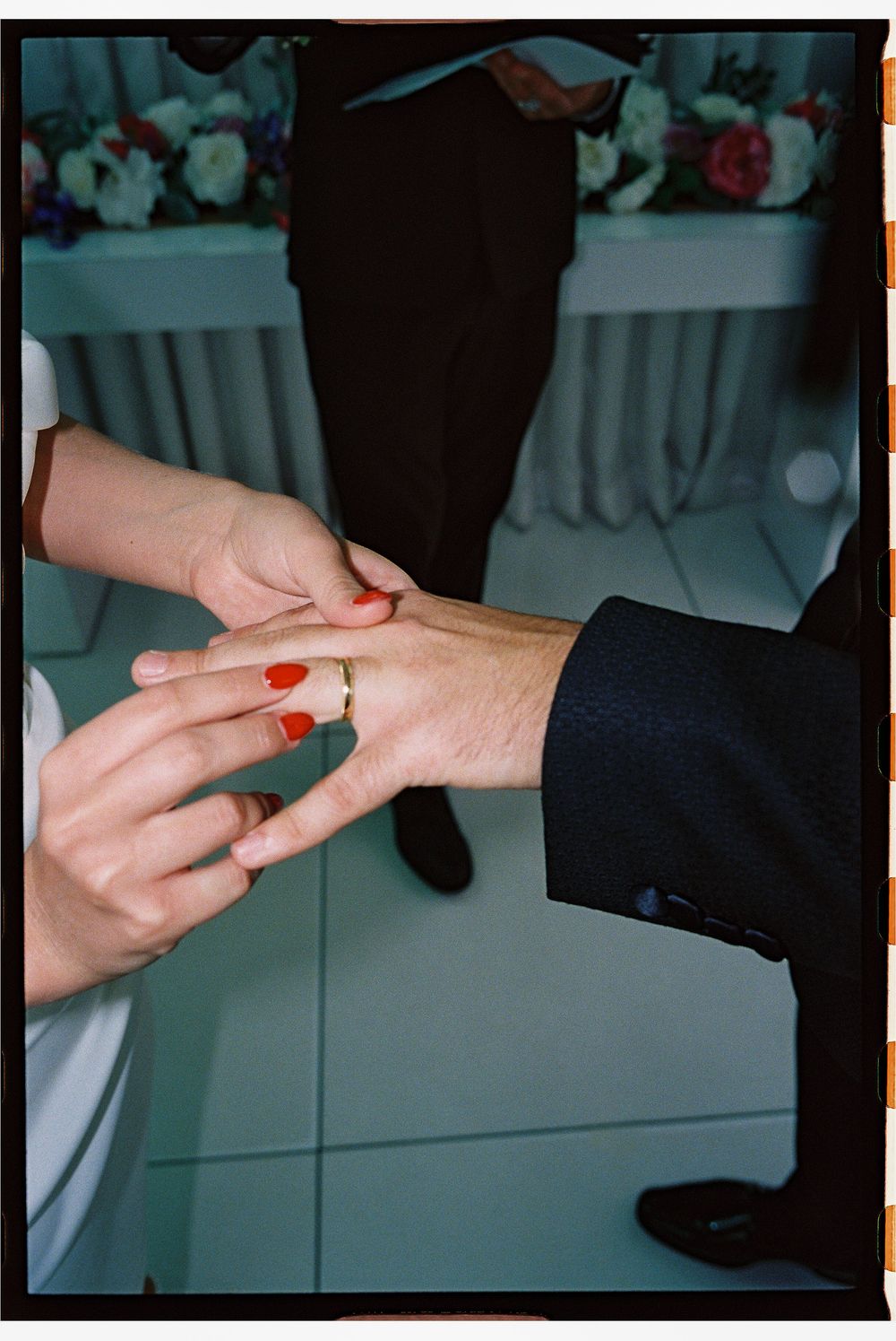 Las Vegas elopement in 35mm film at Little White chapel