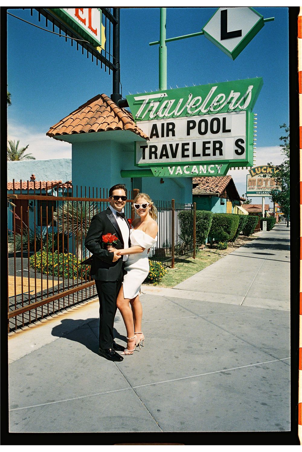 Las Vegas elopement in 35mm film at Little White chapel