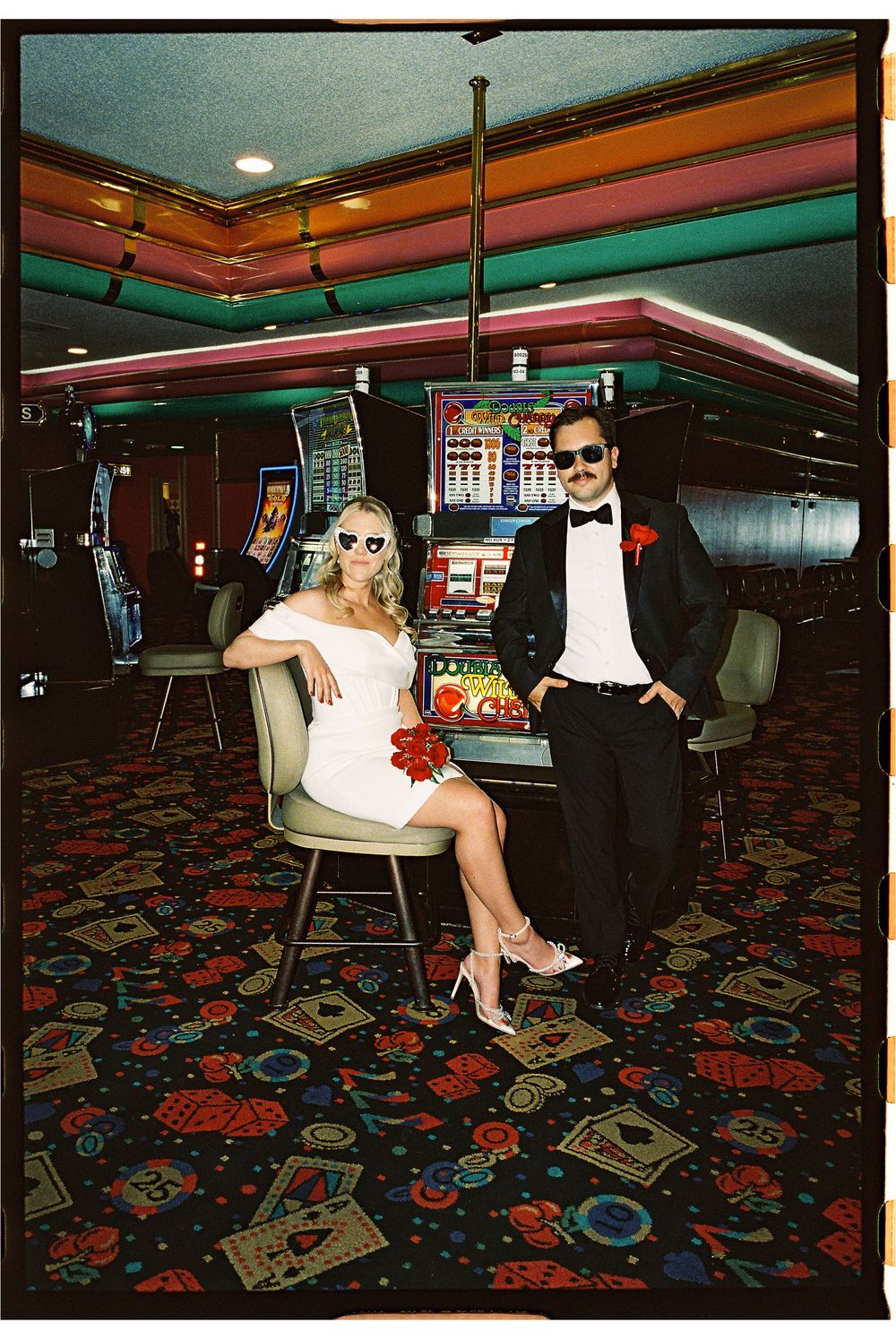 Las Vegas elopement in 35mm film at Little White chapel