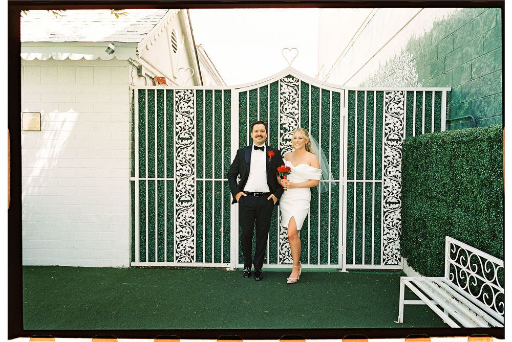 Las Vegas elopement in 35mm film at Little White chapel