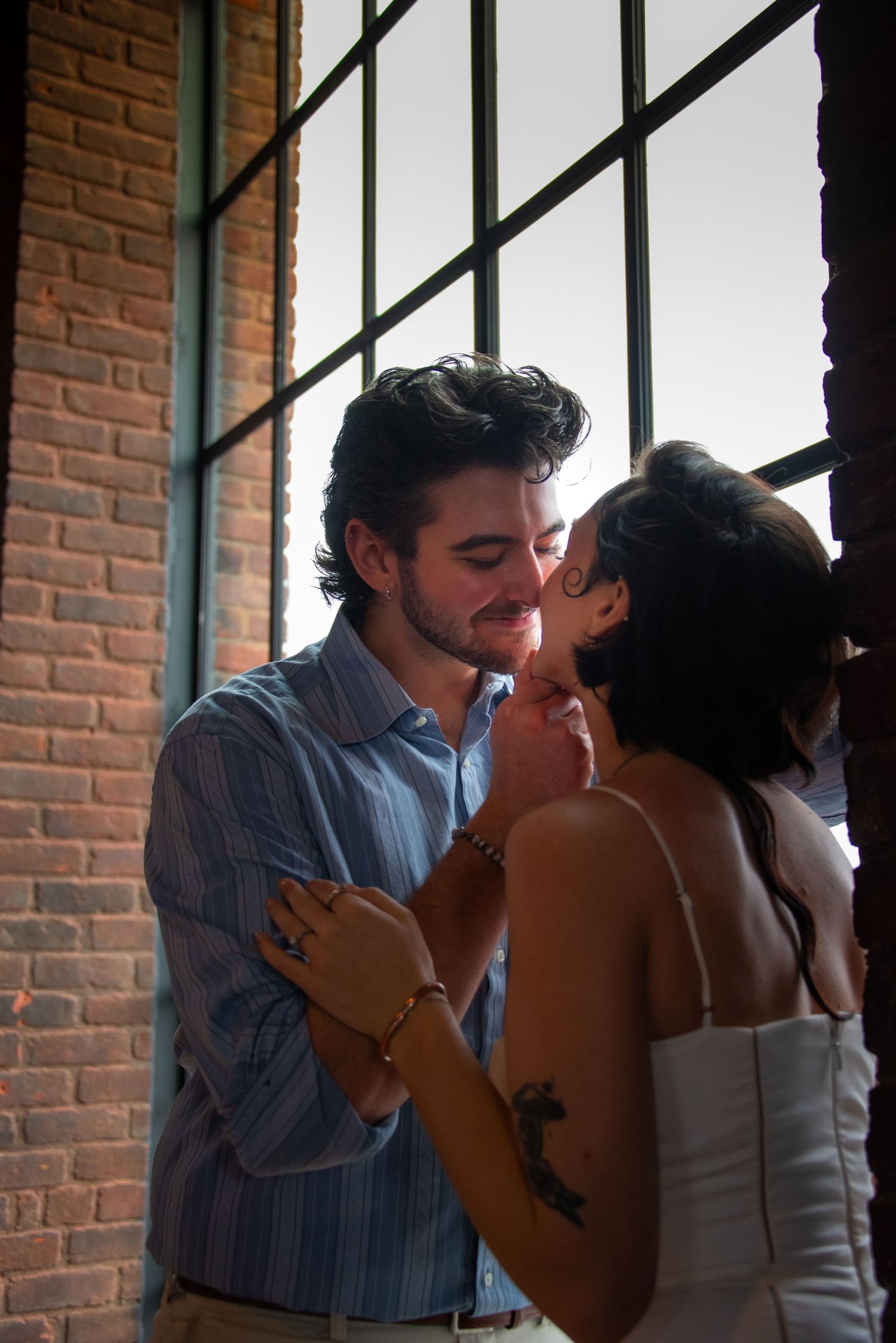 Young couple about to kiss