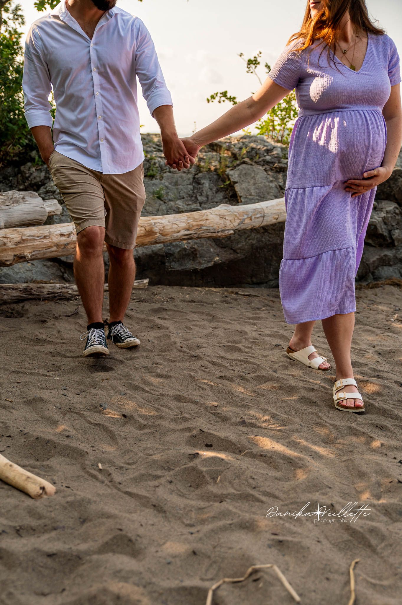Couple, maternité, grossesse, sunset, golden hour, plage