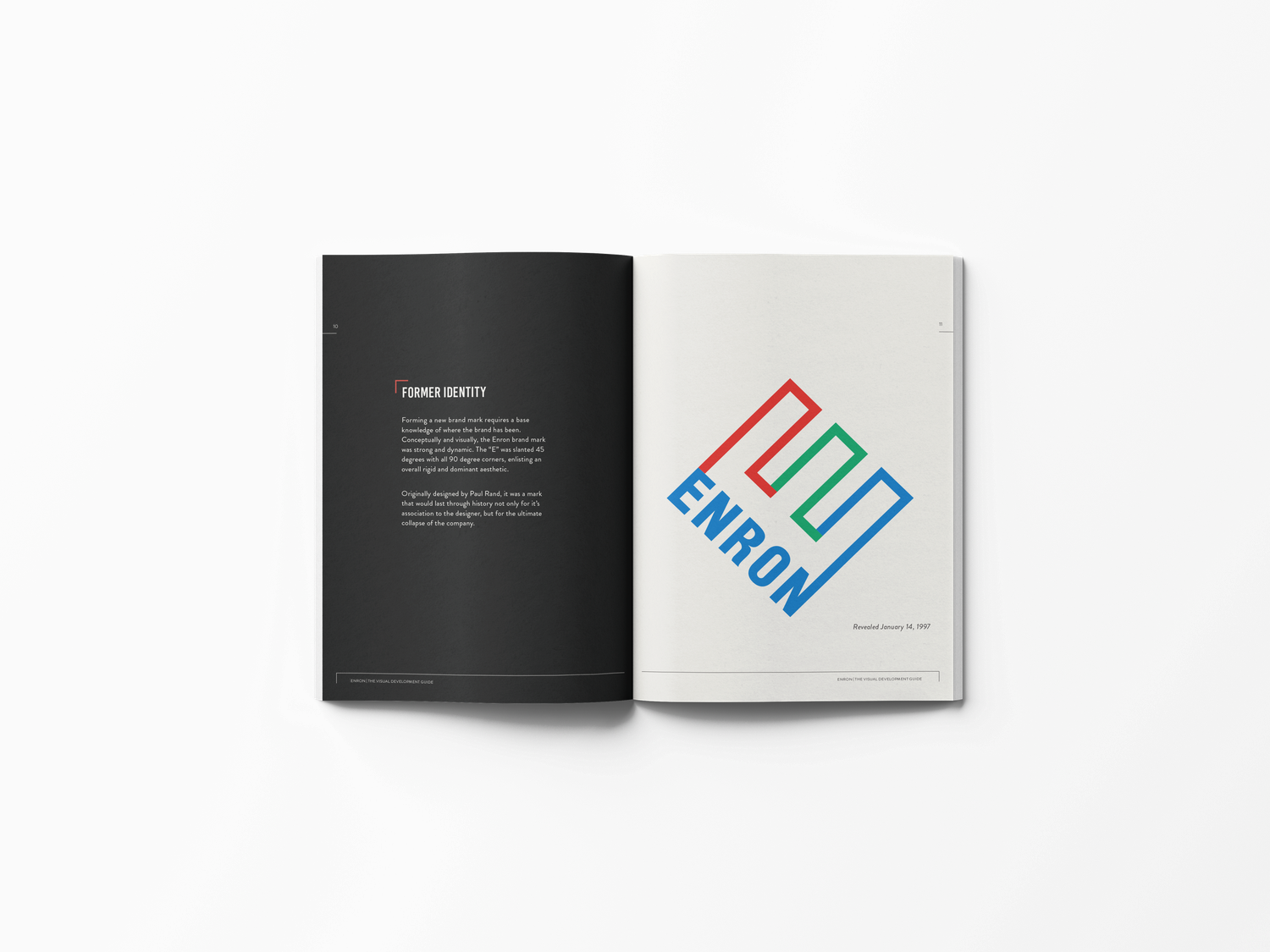 Brand book displaying Environ logo design in blue and green on white background.