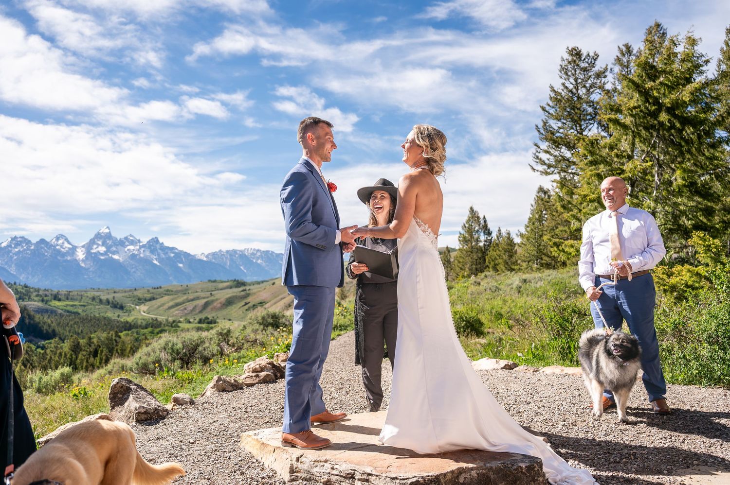 Family photos at The Wedding Tree following an intimate Jackson Hole wedding ceremony