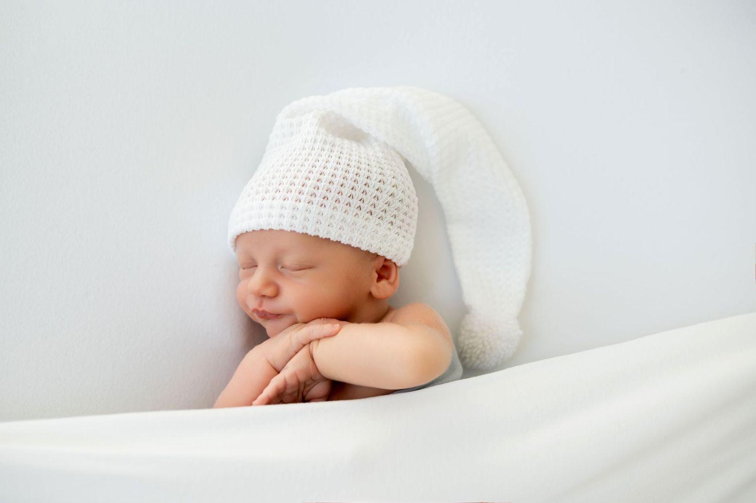 Newborn baby boy portrait in light tones Nashville portrait studio Thompson’s Station