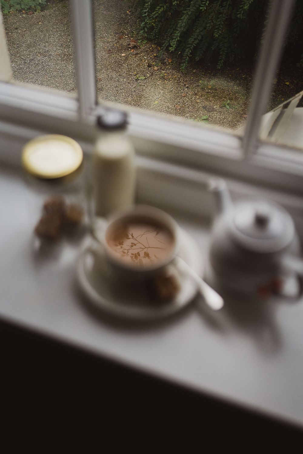 A sequence of window sill photos showing a plate gradually getting emptier as food is consumed.