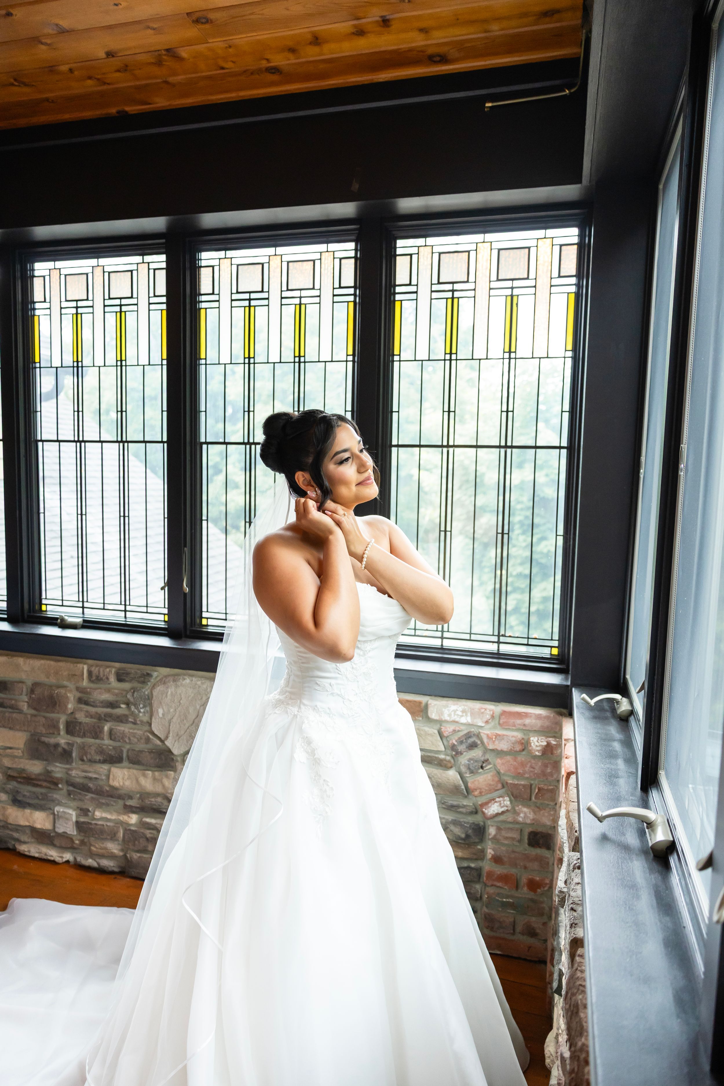 A series of photos showing a bride in a white ballgown wedding dress - Sussex County wedding photographer