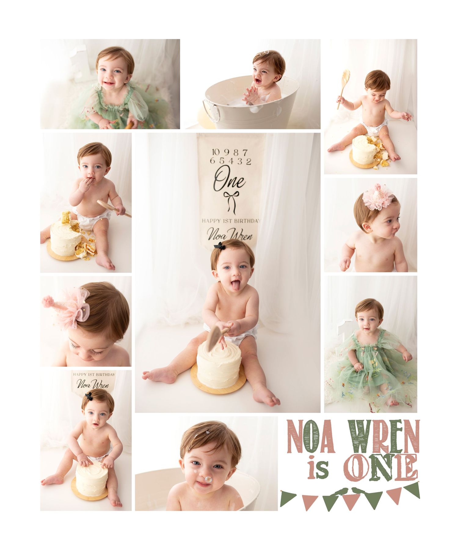 Cake smash collage by little wonderland photography widnes cheshire