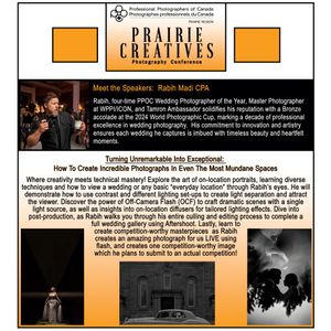 Prairie Greatlines photography workshop promotional banner with event details and branding.
