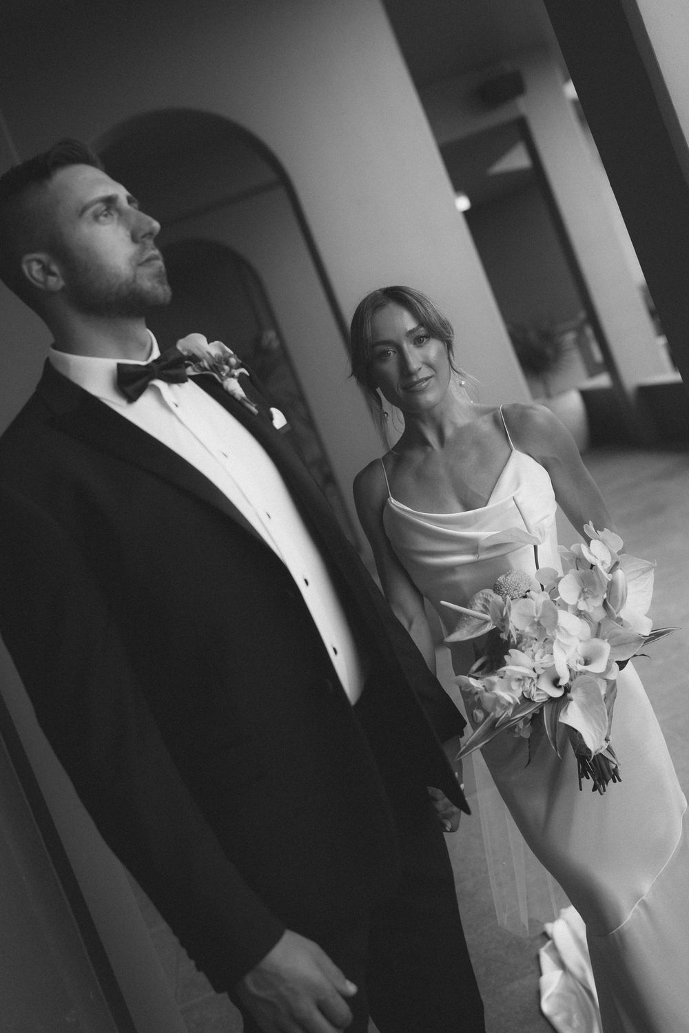 Bride and Groom posing at 1 Hotel Hanalei Bay