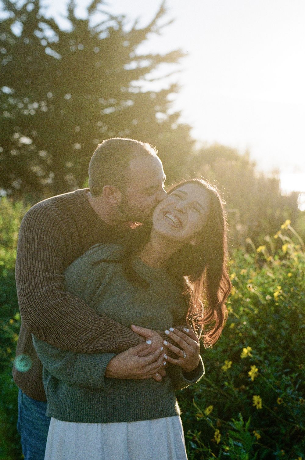 a film photo of a couple for their engagement photos