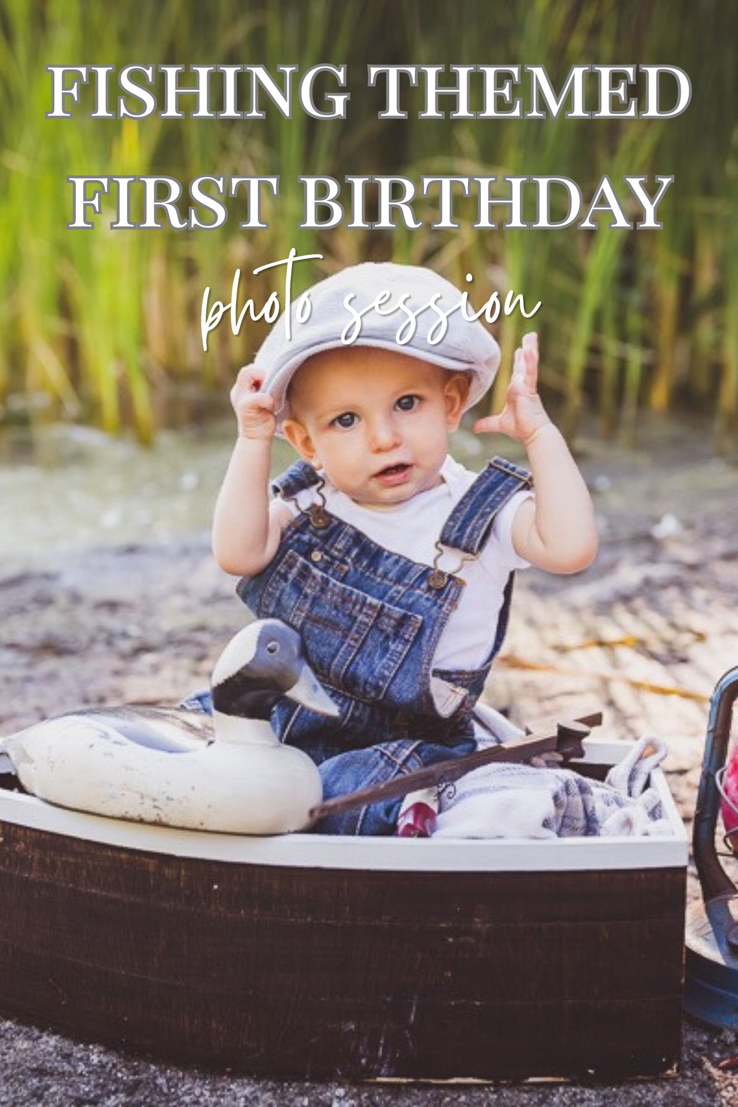 fishing boat themed first birthday session in the mountains of the inland empire with heidi grace photography