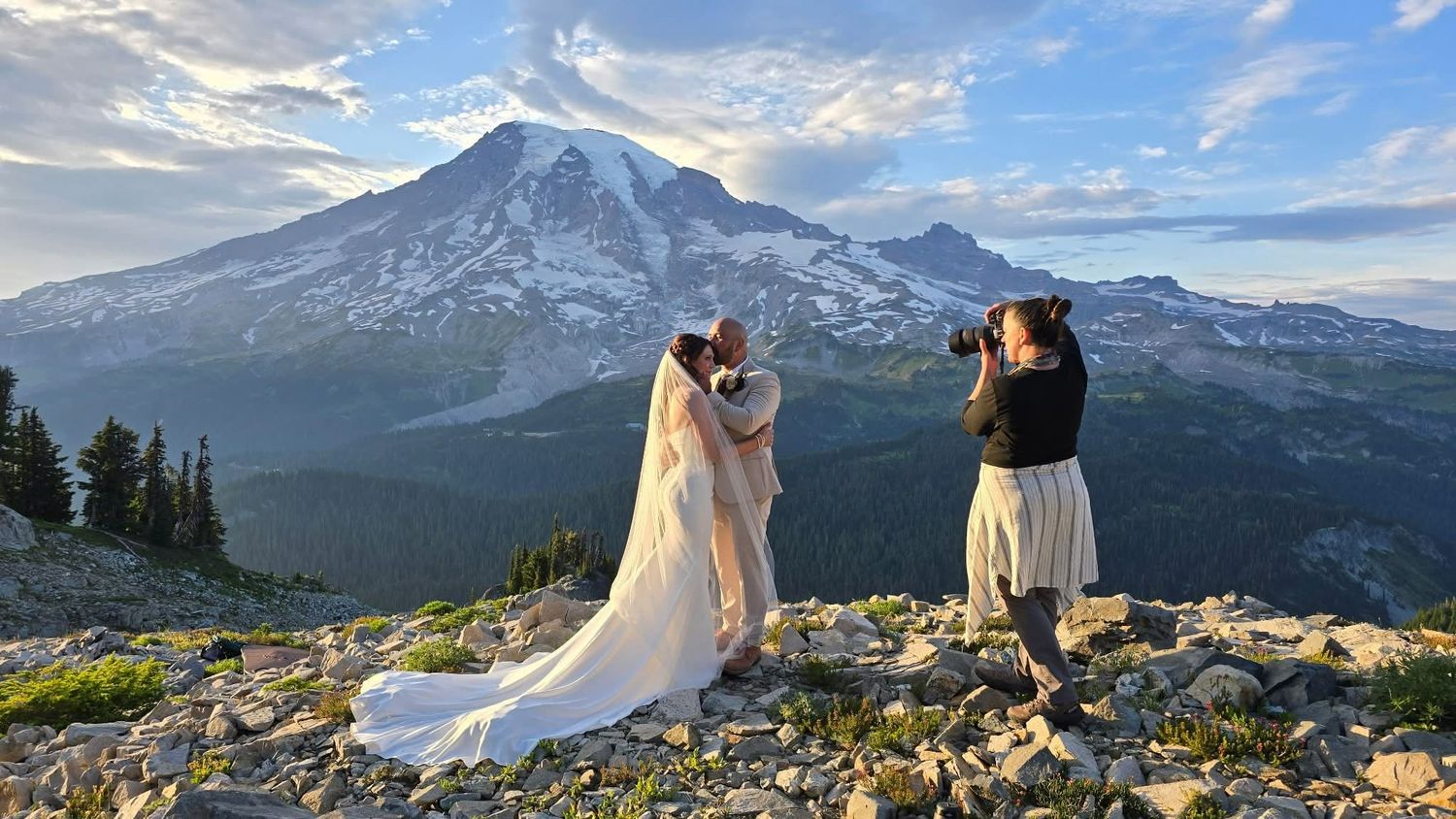 Behind the scenes with Jolena during a mountain elopement