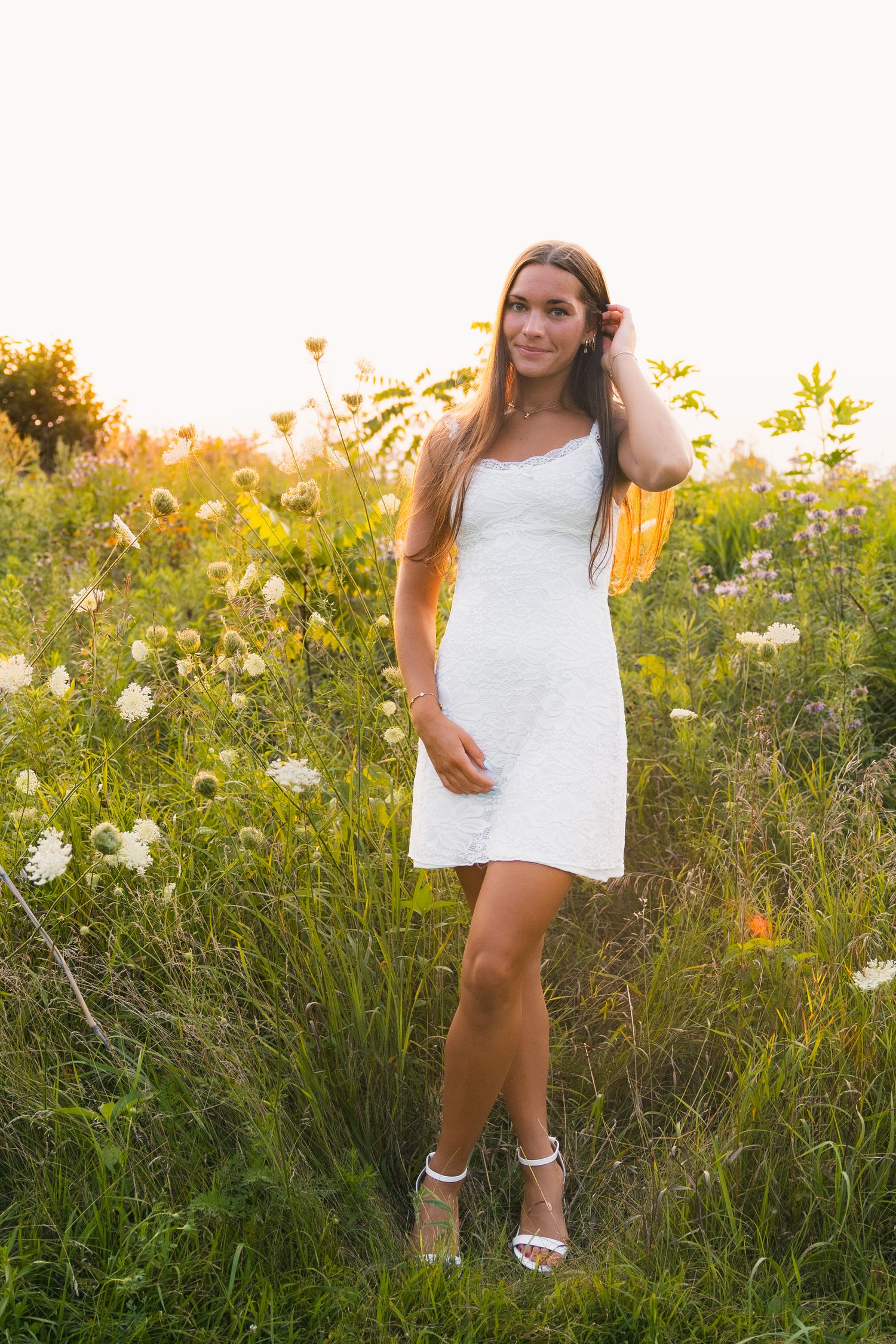best locations for senior photos in madison wi governor nelson state park lake mendota waunakee wisconsin wildflowers fields white dress