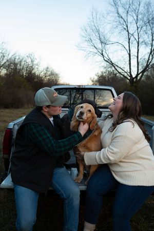 Michigan fall couples photo shoot with pets