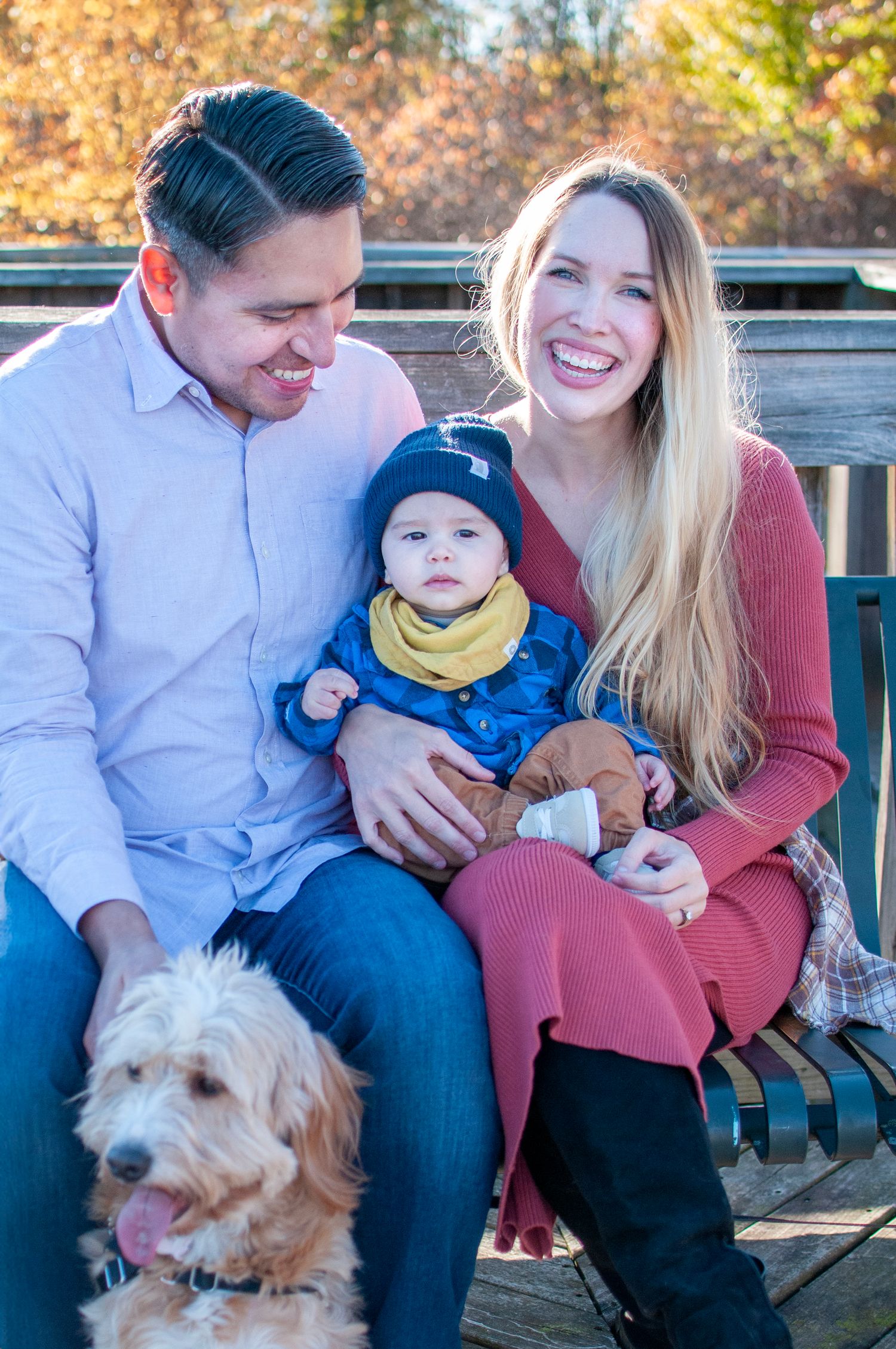 Candid family picture with infant