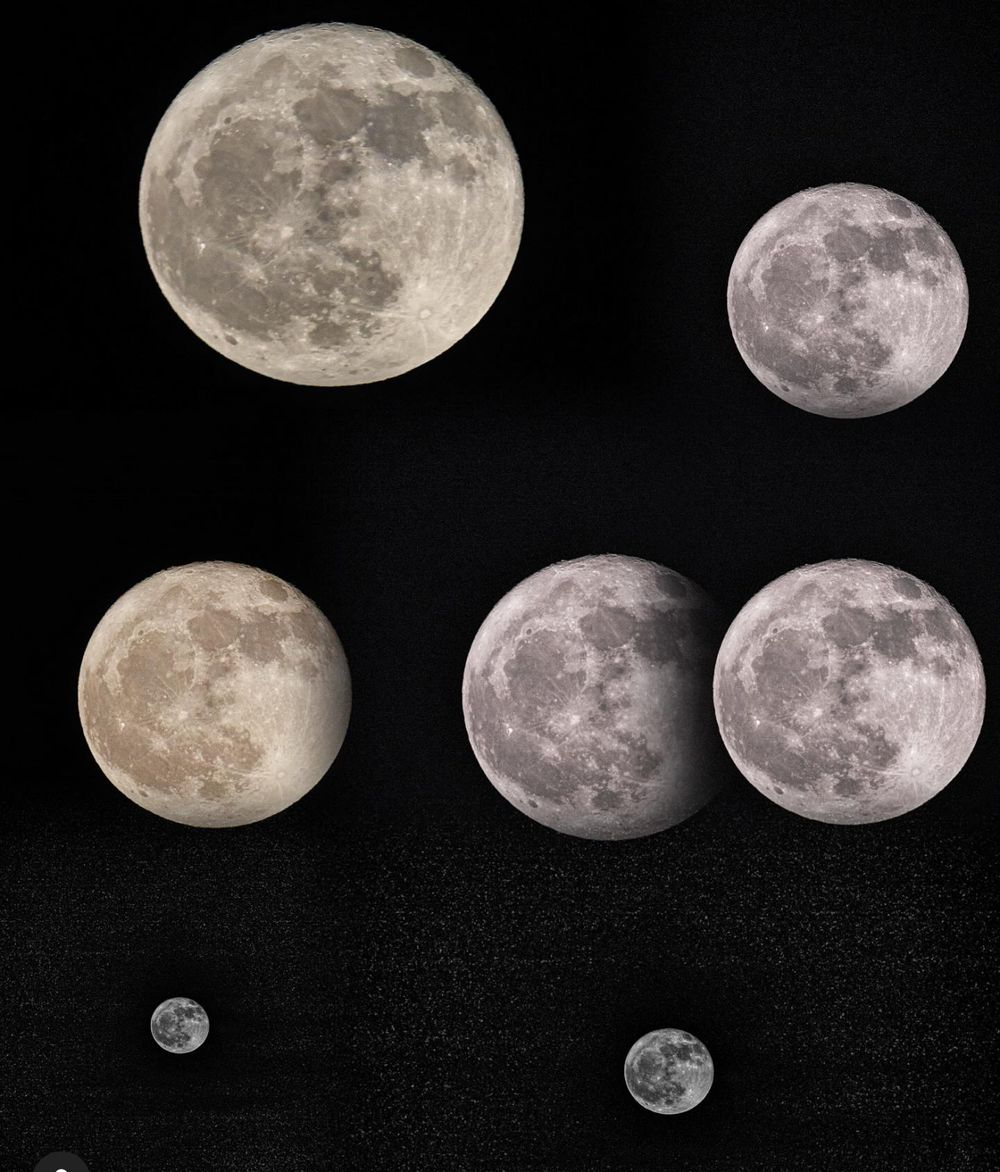 Multiple phases of the moon shown in sequence against a dark night sky.