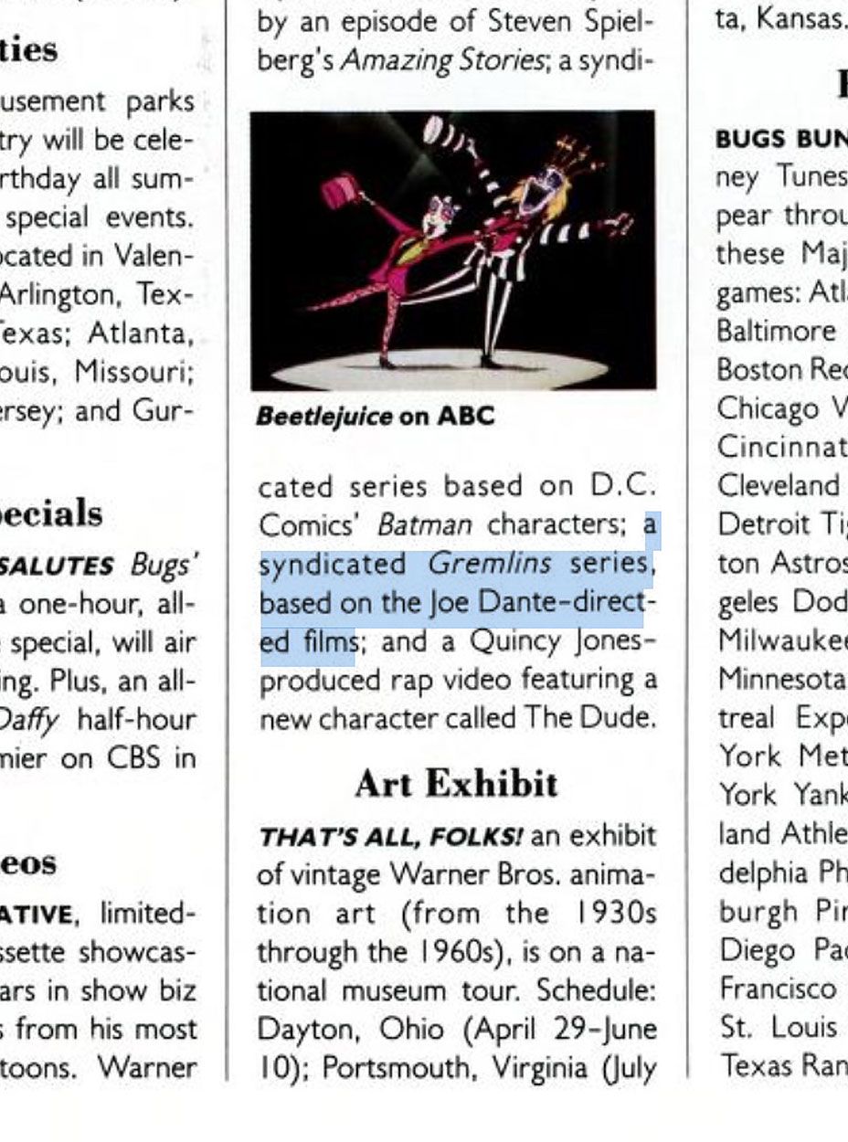 Bugs Bunny magazine mentioning Gremlins