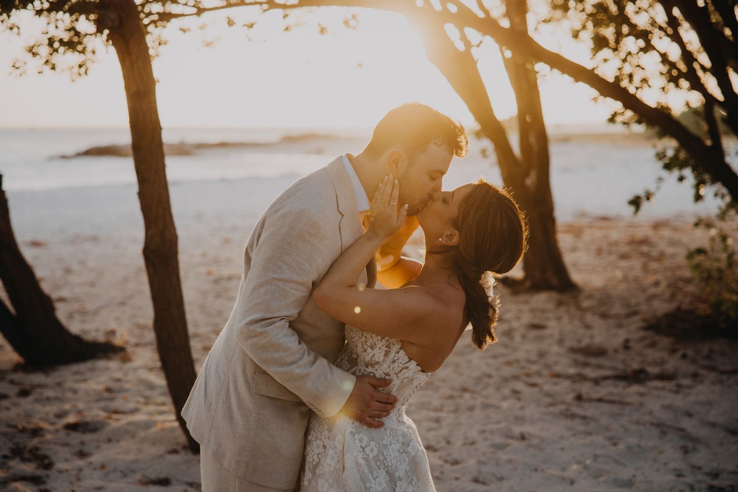 Sunset wedding ceremony at Bushiri beach in  Aruba