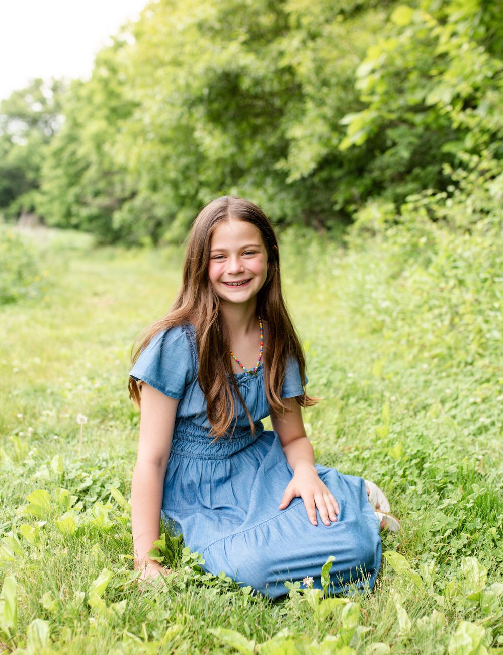 Close up of child smiling during natural light portrait session